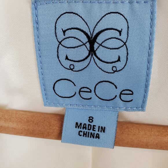 NWT Cece White Open Front Tie Cuff Sleeve Blazer Jacket Women's Size 8 - Picture 4 of 6